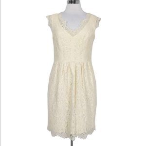 Shoshanna Cream Eyelash Lace A-Line Sleeveless V Neck Dress with Pockets size 2